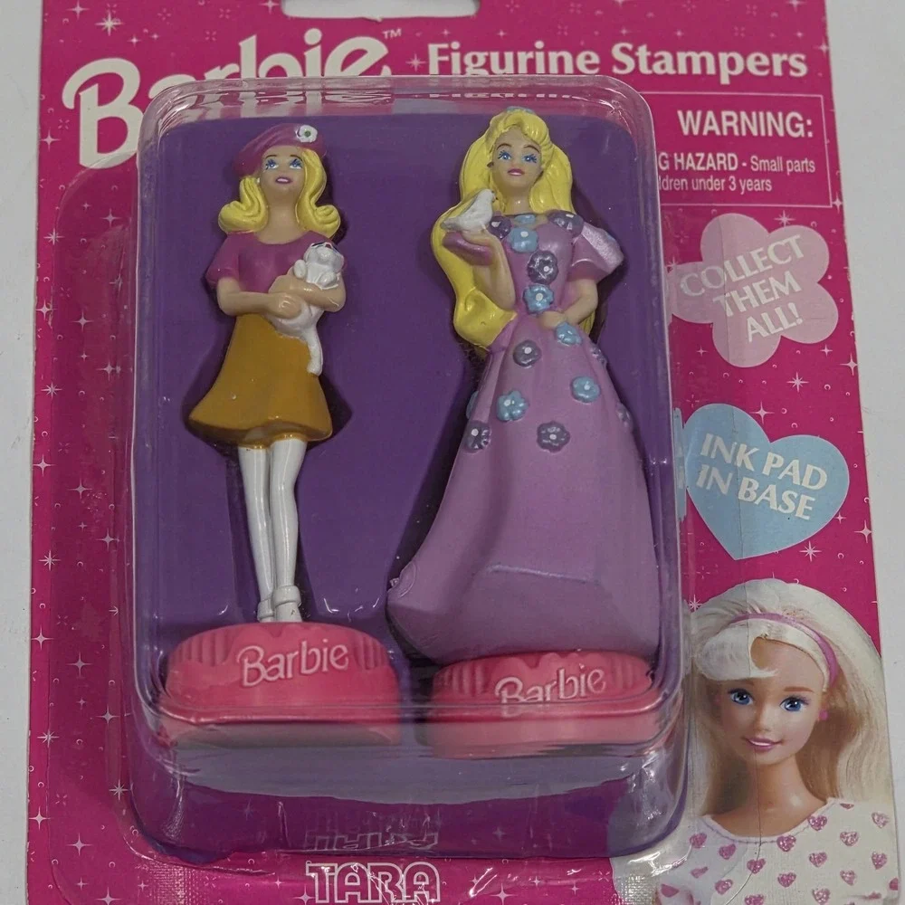 Vintage‎ 1996 Barbie Figurine Stampers Lot 2 Packs Tara Toy Washable Ink New NOS